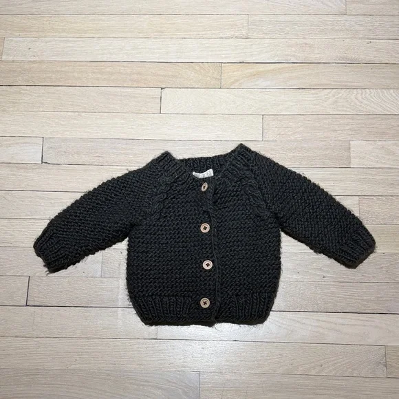 Huggalugs Loden Garter Stitch Cardigan Sweater size 18-24 M - Picture 3 of 7
